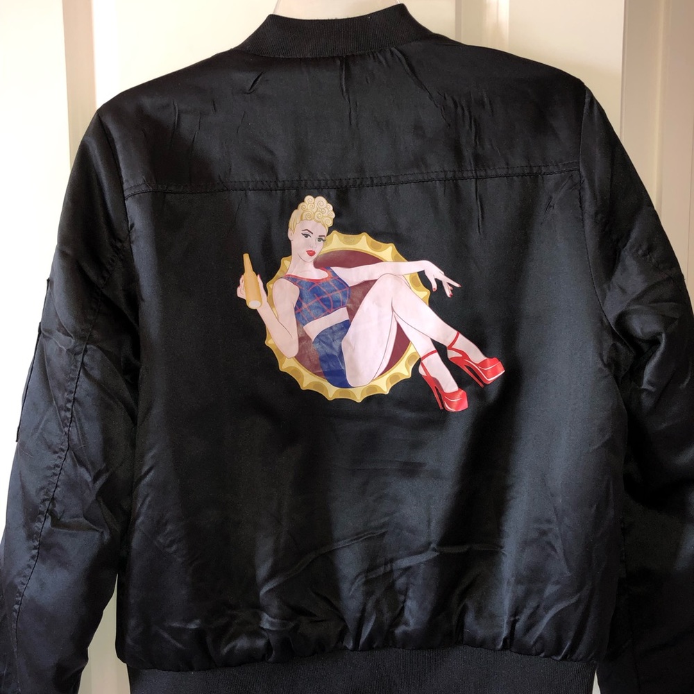 Bottled Blonde black bomber jacket